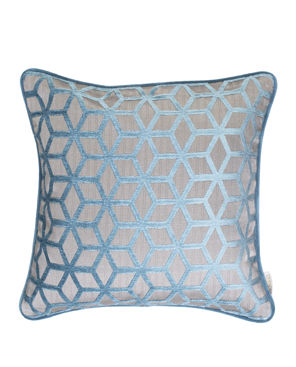 Blue geometric outlet cushion